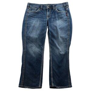 Silver Jeans Co. Womens Jeans Size 16 Blue Denim Mid Rise Relaxed Straight Leg